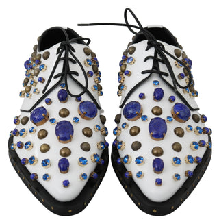 Elegant White Leather Dress Shoes With Crystals - Luxury for You