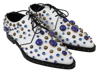 Elegant White Leather Dress Shoes With Crystals - Luxury for You