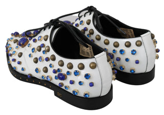 Elegant White Leather Dress Shoes With Crystals - Luxury for You