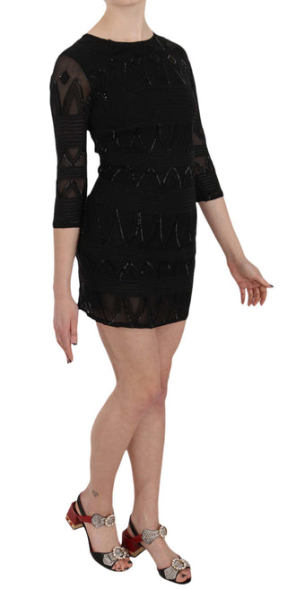 Elegant Black Silk Mini Dress With Sequins - Luxury for You