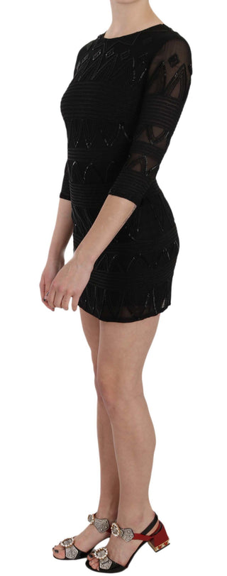 Elegant Black Silk Mini Dress With Sequins - Luxury for You