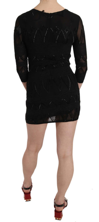 Elegant Black Silk Mini Dress With Sequins - Luxury for You