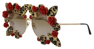 Elegant Round Rose-embellished Sunglasses