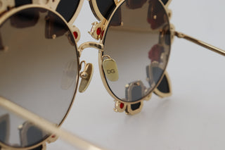 Elegant Round Rose-embellished Sunglasses