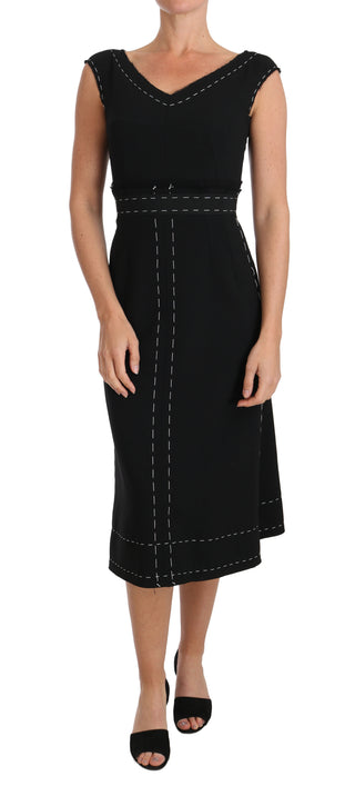 Elegant Black Sheath Wool Dress - Luxury for You