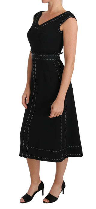 Elegant Black Sheath Wool Dress - Luxury for You