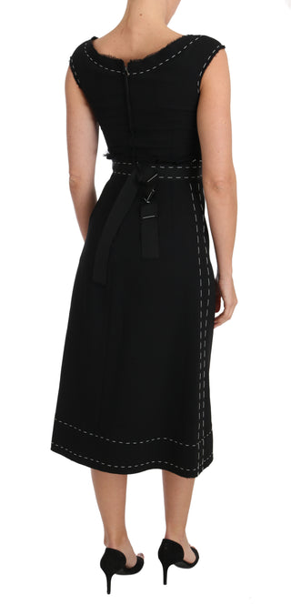 Elegant Black Sheath Wool Dress - Luxury for You