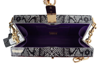 Gray Resin Dolce Box Clutch With Gold Details