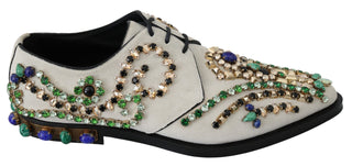 Elegant White Suede Dress Flats With Crystals - Luxury for You