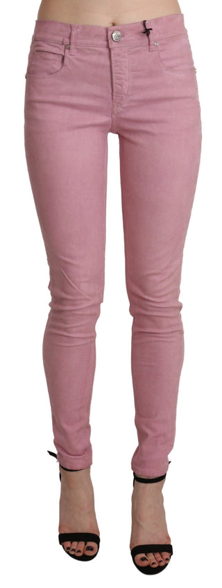 Chic Pink Mid Waist Skinny Jeans - Luxury for You