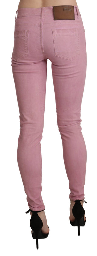 Chic Pink Mid Waist Skinny Jeans - Luxury for You