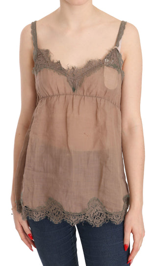 Elegant Lace Brown Linen Blouse - Luxury for You