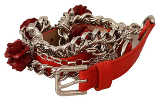 Elegant Floral Rose Waist Belt In Vibrant Red - Luxury for You