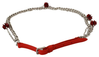 Elegant Floral Rose Waist Belt In Vibrant Red - Luxury for You