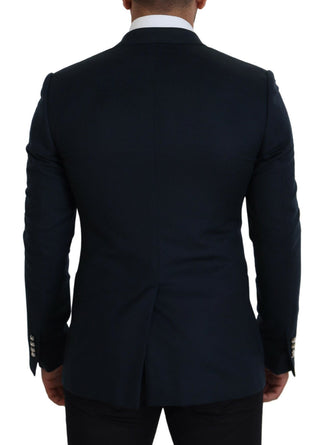 Elegant Cashmere-silk Blend Blue Blazer