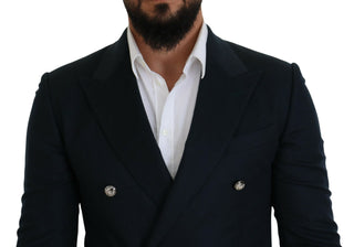 Elegant Cashmere-silk Blend Blue Blazer