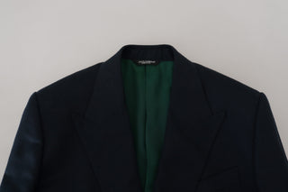 Elegant Cashmere-silk Blend Blue Blazer