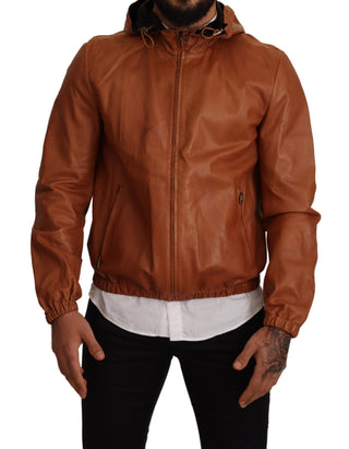 Elegant Brown Leather Bomber Jacket - Luxury for You