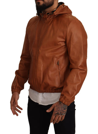 Elegant Brown Leather Bomber Jacket - Luxury for You