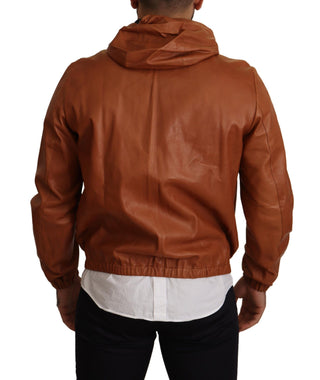 Elegant Brown Leather Bomber Jacket - Luxury for You