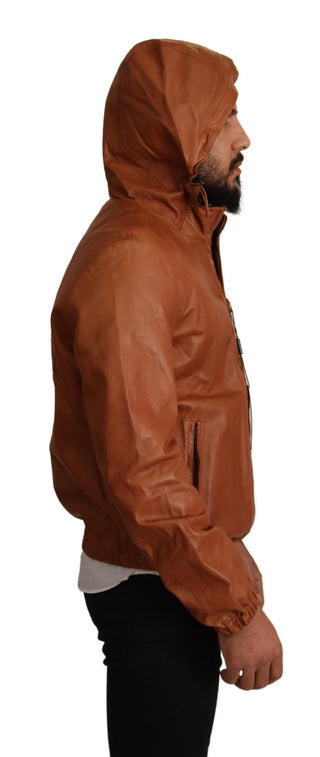 Elegant Brown Leather Bomber Jacket - Luxury for You