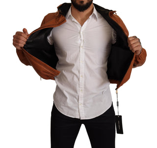 Elegant Brown Leather Bomber Jacket - Luxury for You