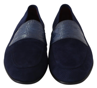 Elegant Blue Suede Leather Loafers - Luxury for You