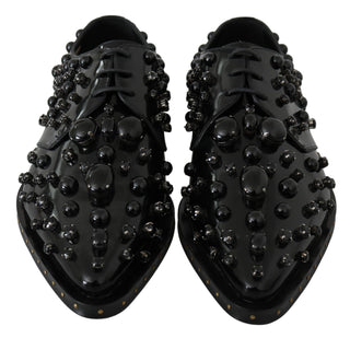 Elegant Black Crystal Leather Dress Shoes - Luxury for You