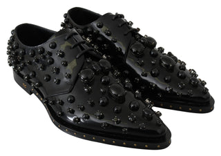 Elegant Black Crystal Leather Dress Shoes - Luxury for You