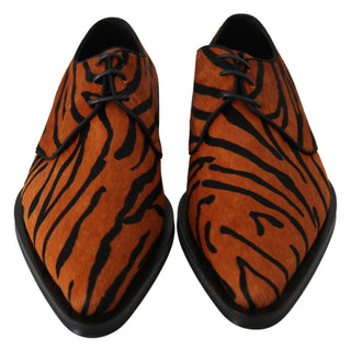 Tiger Pattern Dress Shoes With Pony Hair - Luxury for You