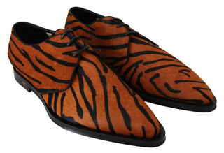 Tiger Pattern Dress Shoes With Pony Hair - Luxury for You