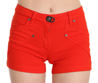 Chic Mid Waist Mini Shorts In Vibrant Orange - Luxury for You