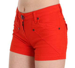 Chic Mid Waist Mini Shorts In Vibrant Orange - Luxury for You