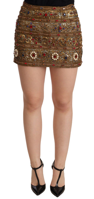 Gold Embellished High Waist Mini Skirt - Luxury for You