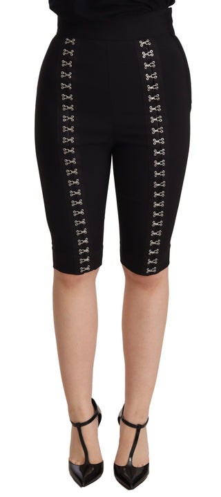 Elegant High Waist Black Wool Shorts - Luxury for You