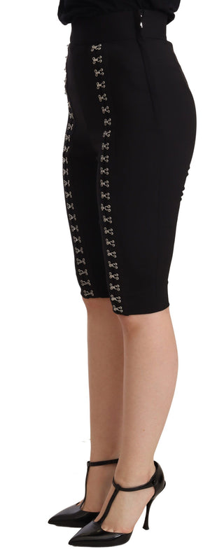 Elegant High Waist Black Wool Shorts - Luxury for You