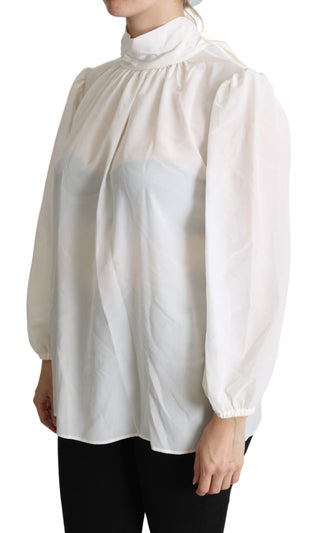 Elegant White Silk Pussy Bow Blouse - Luxury for You