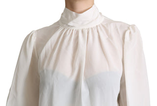 Elegant White Silk Pussy Bow Blouse - Luxury for You