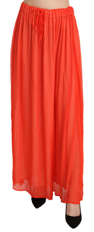 Elegant Orange Pleated Maxi Skirt - Luxury for You