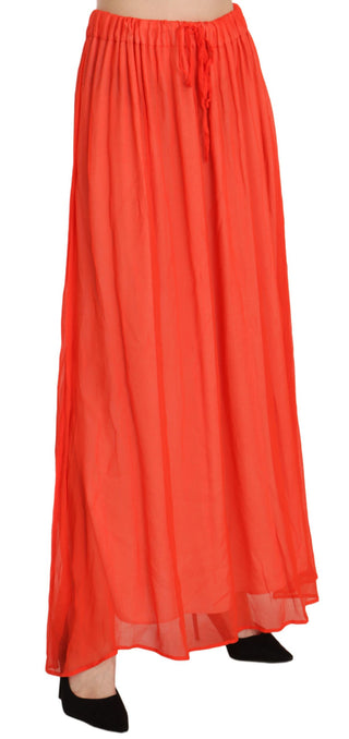 Elegant Orange Pleated Maxi Skirt - Luxury for You