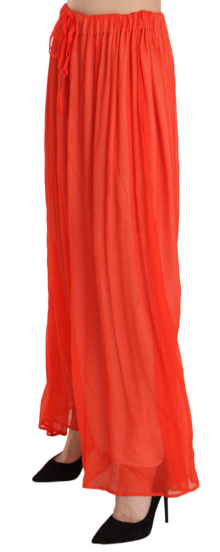 Elegant Orange Pleated Maxi Skirt - Luxury for You