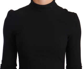 Elegant Black Turtleneck Sheath Dress