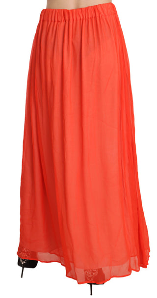 Elegant Orange Pleated Maxi Skirt - Luxury for You