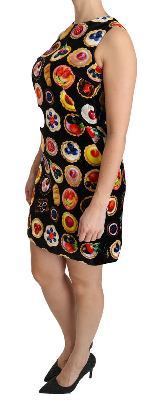 Chic Black Desserts Print Shift Mini Dress - Luxury for You