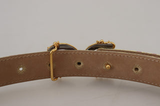 Pink Jaquard Dg Logo Gold Metal Buckle Belt