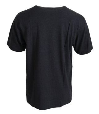 Elegant Gray Motive Crew Neck T-shirt