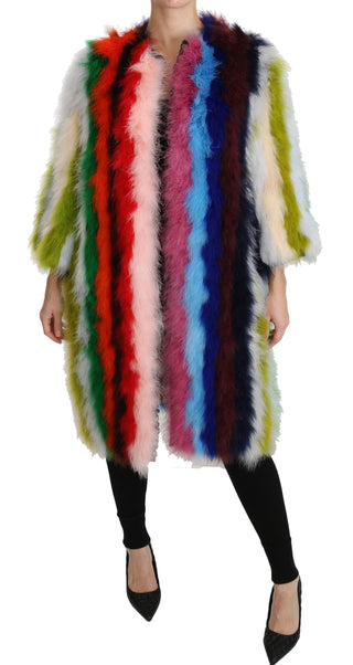 Elegant Multicolor Feather Long Coat Jacket - Luxury for You