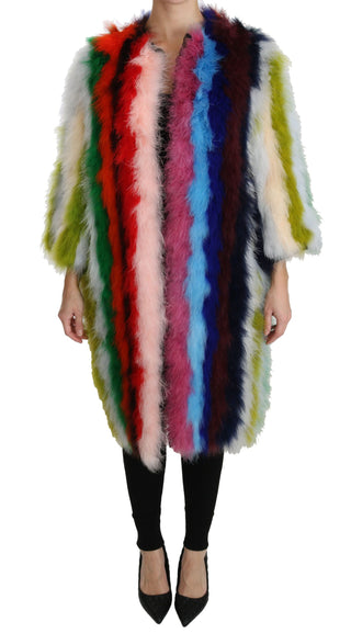 Elegant Multicolor Feather Long Coat Jacket - Luxury for You