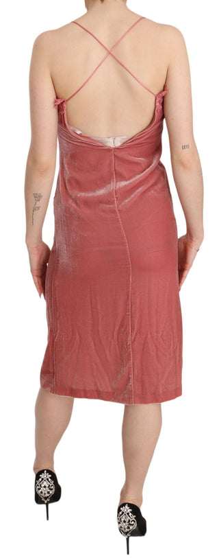 Pink Lace Silk-blend Midi Dress With Side Slit - Luxury for You