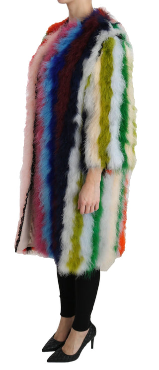 Elegant Multicolor Feather Long Coat Jacket - Luxury for You